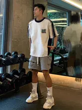 デザイン性のある肩パネル短袖Tシャツ【夏用・ヒップホップ・カジュアル】