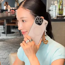 磁気吸着スマホケース【ハンドストラップ付き・iPhone対応・夏向け・女性用】