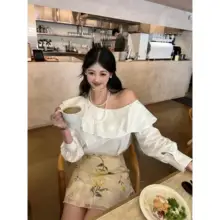 フレンチスタイルのヴィンテージ風花柄ハイウエストAラインスカート【立体印刷・細見え効果】（セットアップ対応）