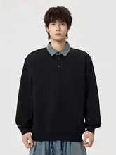 カジュアルデザインの秋用メンズ長袖トップス【襟付き・ゆったりシルエット・重厚感】（セットアップ対応）