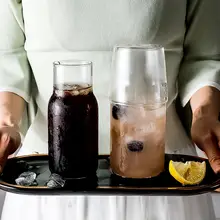 おしゃれな一人用ガラスドリンクセット【耐熱・透明・ミルクやジュース用】
