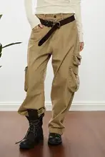 AHNKANK ワイドレッグカーゴパンツ【アメリカンビンテージ・ウォッシュ加工・立体ポケット・ルーズフィット】