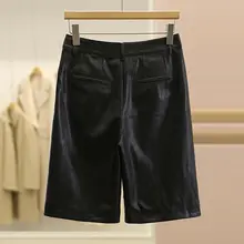 ハイウエストストレートフィットパンツ【本革・カジュアル・ショートパンツ・春用】