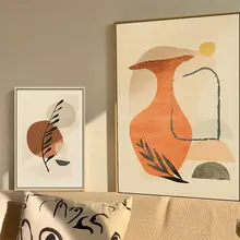 侘寂風の装飾画【紅茶色・抽象アート・テクスチャー壁画・北欧スタイル・リビング用】