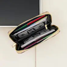 おしゃれなシンプルデザインの長財布【レトロスタイル・ファスナー付き・カードポケット・スマホ収納可】