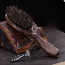 エボニー製 豚毛ヘアブラシ【天然緑檀木・男女兼用・マッサージ効果】