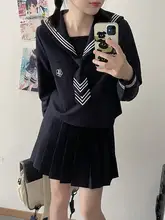 学院風長袖制服【無地のセーラーシャツ・百褶スカート】（セットアップ対応）