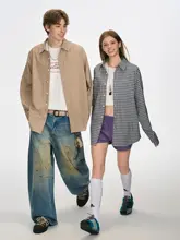 レトロ細格子柄長袖シャツ【春秋用・カジュアル・女性用】
