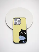 真皮パッチワークスマホケース【かわいい猫デザイン・シンプルソフトシェル・iPhone/Huawei対応】