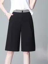 夏用薄手のハイウエスト五分丈ワイドパンツ【ゆったり・カジュアル】（セットアップ対応）