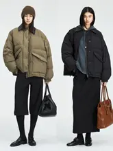 MRS Studios 90年代風 ダウンジャケット【白鹅绒・ショート・ラムレザー襟】