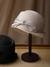 レトロ編みデザインの鐘型ハット【春夏用・女性用・軽量・通気性】