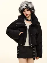復古スタイルのショートダウンジャケット【立ち襟・女性用・小型・軽量】