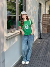 波浪花縁プリント半袖Tシャツ【大きいサイズ・ゆったり・体型カバー】