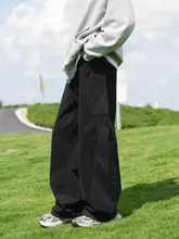 白色の大口袋付きカジュアルパンツ【春秋用・コットン・極上の柔らかさ】（セットアップ対応）
