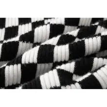 チェック柄ハイネック羊毛セーター【フィット感・秋冬用】