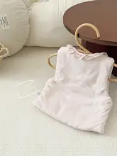 春秋用 ベビー 女の子用 軽量コットンベスト【刺繍チェリー・2色展開・薄手】

