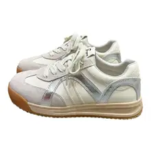 厚底のレディース本革スニーカー【通気性・カジュアル・プレーンデザイン】