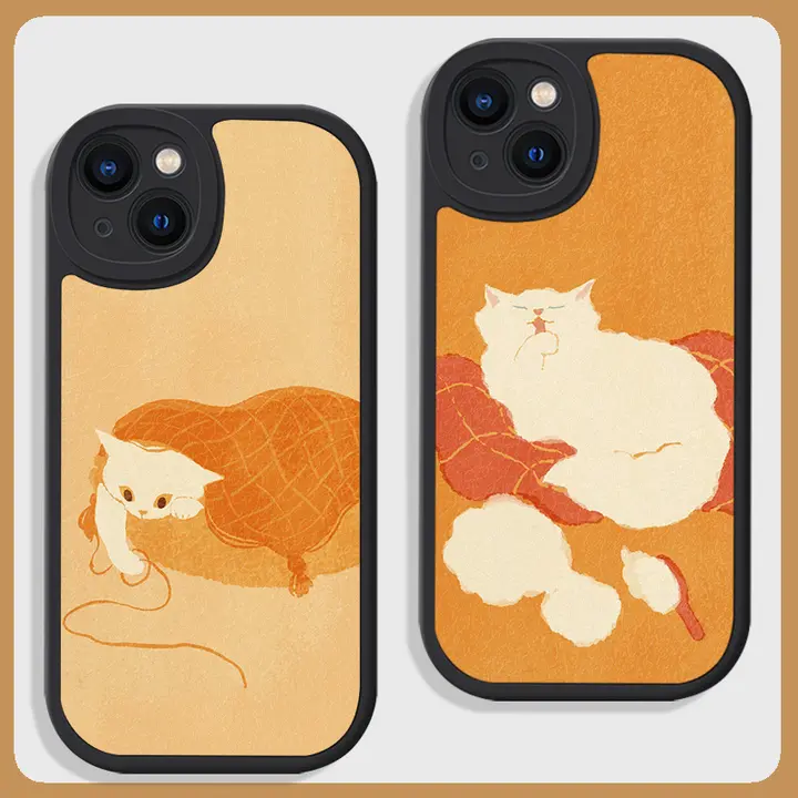 可愛いレトロデザイン！猫柄ソフトシリコンスマホケース【iPhoneやAndroid対応】