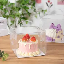 透明ケーキボックス【2寸・3寸・4寸・5寸対応・持ち手付き・焼き菓子用】