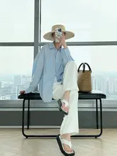 QCEO ヴィンテージ風 長袖コットンシャツ【60sスタイル・5色展開・カジュアル】