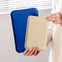 陶器 トレー 長方形 楕円形 ジュエリーストレージプレート デザート 西洋料理プレート クリーム風 クラインブルー