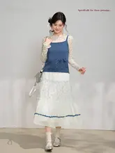 春の透かし編みニットキャミソール【極上の柔らかさ・フィット・淡いブルー】（セットアップ対応）