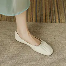 快適な履き心地のバレエシューズ【レディース・真皮・フラット・四角いトゥ・オールマッチ】