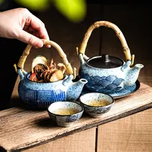 陶製 ジャパニーズスタイルのティーポット【蒸し料理用・海鮮と松茸茶用・持ち手付き】（セットアッ�プ対応）