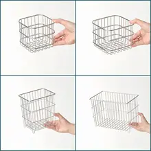 シンプルなステンレス収納バスケット【化粧品・衛生的な水切りデザイン】