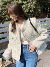 春季用 レディース ジャケット【フレンチスタイル・ゆったりシルエット・ショート丈】（セットアップ対応）