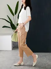 女性用 リネンカジュアルパンツ【スリムデザイン・ゆったりストレート・九分丈】（セットアップ対応）