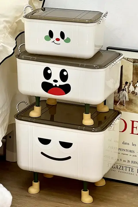 可愛いカバー付き防塵収納ボックス【ベッドサイド用・小物入れ・お菓子や衣類の収納に最適】