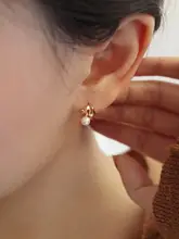 天然パール使用のヴィンテージ風ゴールドイヤリング【シンプルで独特のメタルピアス】