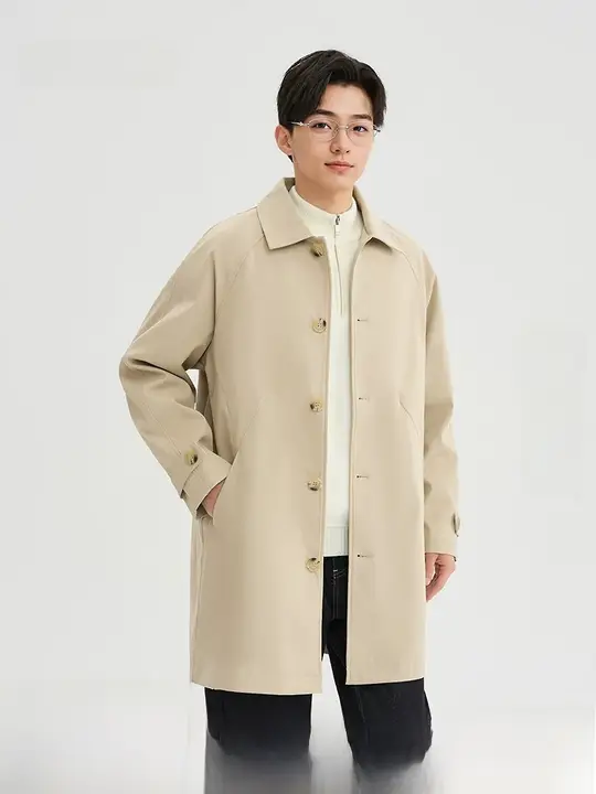 春季 メンズ トレンチコート【フリーサイズ・クールシティスタイル・軽やかデザイン】（セットアップ対応）