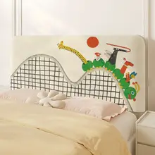 子供部屋用 カートゥーン動物デザインのベッドヘッドカバー【全周カバー・防塵】
