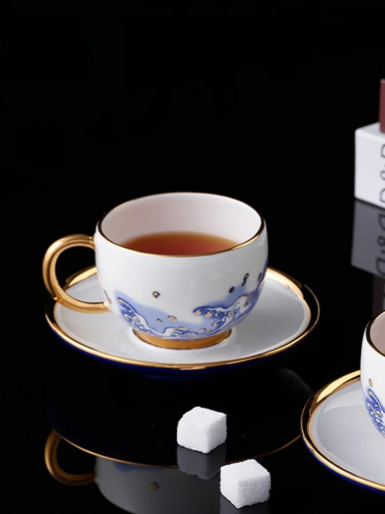 陶製コーヒー＆ティーセット：水墨風デザインで日常を彩る中国風カフェスタイル