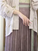 四季の花柄紫色百迭スカート【宋風・日常漢服・春夏用】（セットアップ対応）