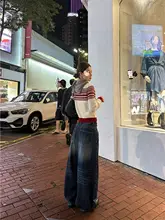 高腰ワイドレッグデニムパンツ【春用・猫ひげ加工・フィット・ウォッシュ加工】
