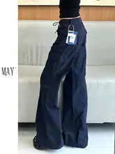 高身長対応のストレートワークパンツ【ダークブルー・多ポケット・カジュアルデザイン・春夏用】（セットアップ対応）