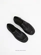 レトロな本革ローファー【シンプルデザイン・厚底・黒・ビジネス用】
