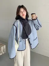 ブルーのトレンチコート【おしゃれな襟付き・厚手・秋冬用】（セットアップ対応）