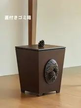 レトロデザイン木製大容量ゴミ箱【ふた付き・オフィス・リビング・キッチン用】