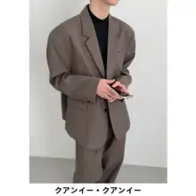 韓国デザインのカジュアルテーラードジャケット【肩パッド付き・クールスタイル・メンズ】（セットアップ対応）