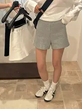 春のカジュアル高腰ショートパンツ【レディース・リモンティーグリーン・小柄向け】