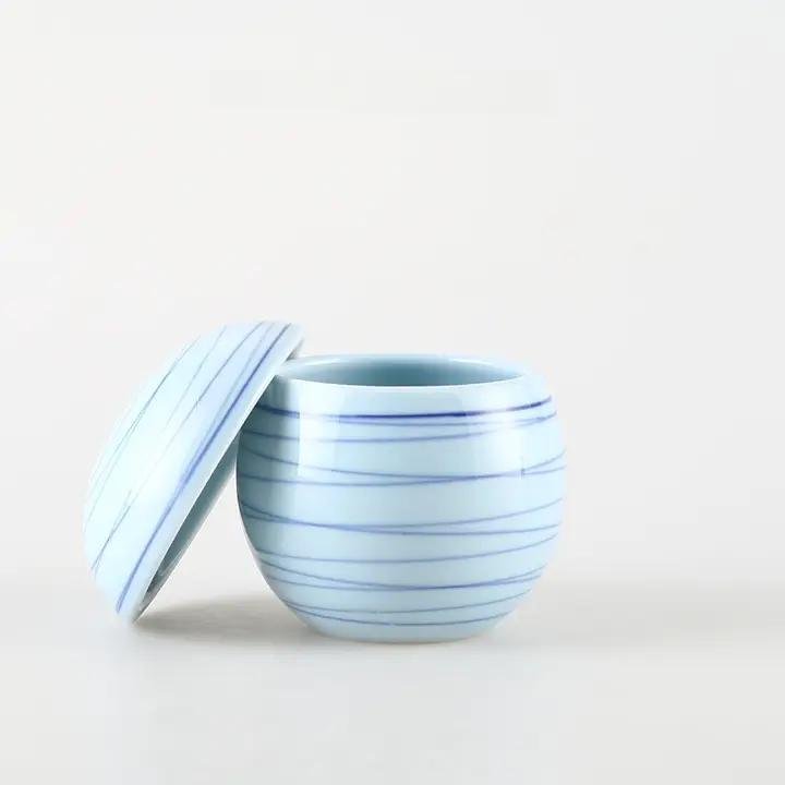 KULE HOME 陶器製茶葉缶【小型・防湿収納ボックス・浴室用・コットン・ピック収納】