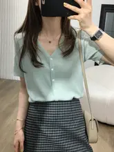 ショートスリーブカーディガン Tシャツ 女性 夏 ウール 細いテクスチャー Vネック 薄型