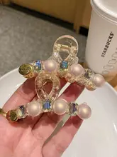 高級感ある水晶パールの中型ヘアクリップ【半束ね・エレガントデザイン】