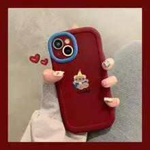 酒紅色の可愛いクマのスマートフォンケース【Xiaomi対応・柔らかいシリコン・耐衝撃】