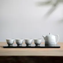 自然木目調のウ金石・黒金石製功夫茶盤【干泡茶台用】